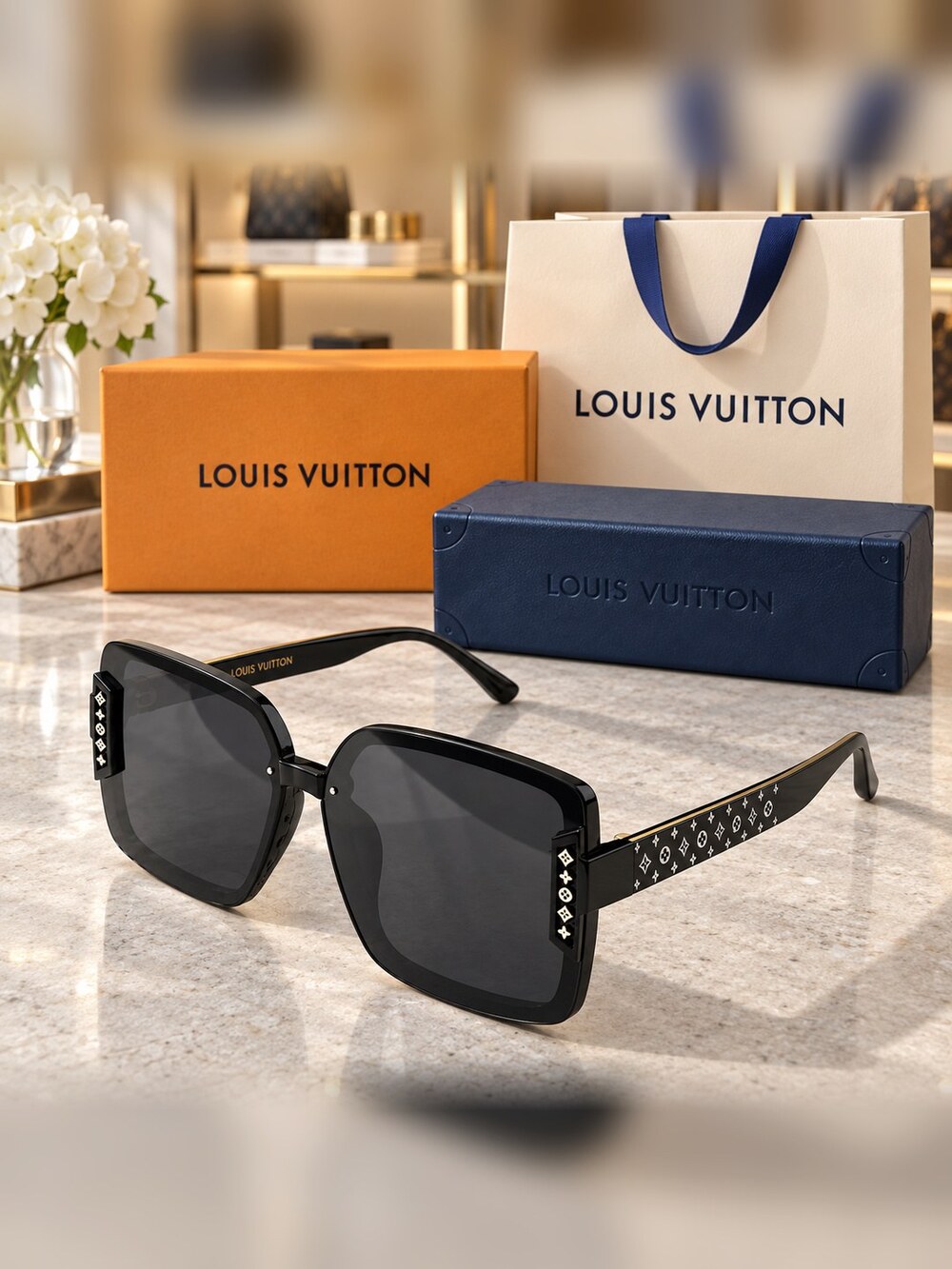 Louis Vuitton Black Square Sunglasses - Picture 2 of 6